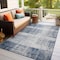 World Rug Gallery Contemporary Distressed Boxes Weather Resistant Indoor/Outdoor Area Rug 5' x 7' Blue 4032BLUE5X7 - alternate 7
